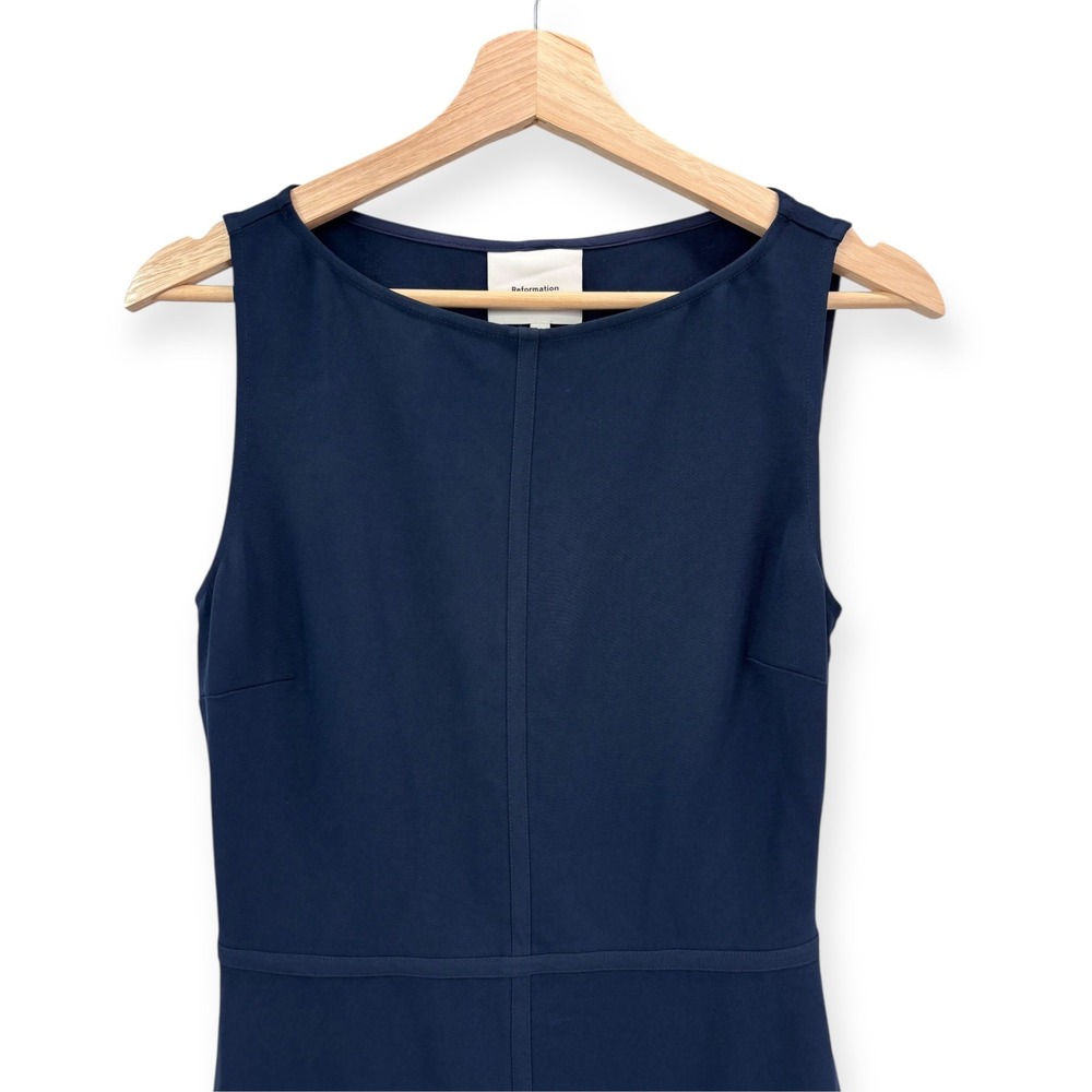 Reformation Cyra Pieced Drop-Waist Maxi Dress Navy Blue - Size 4 - Picture 10 of 16